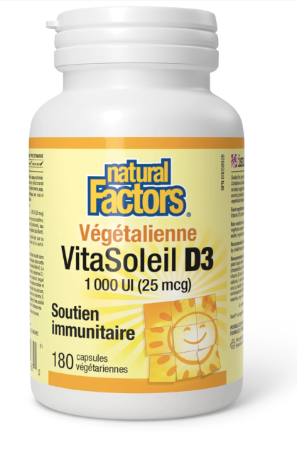 VitaSoleil D3 1000Ui - Natural Factors - 180 capsules